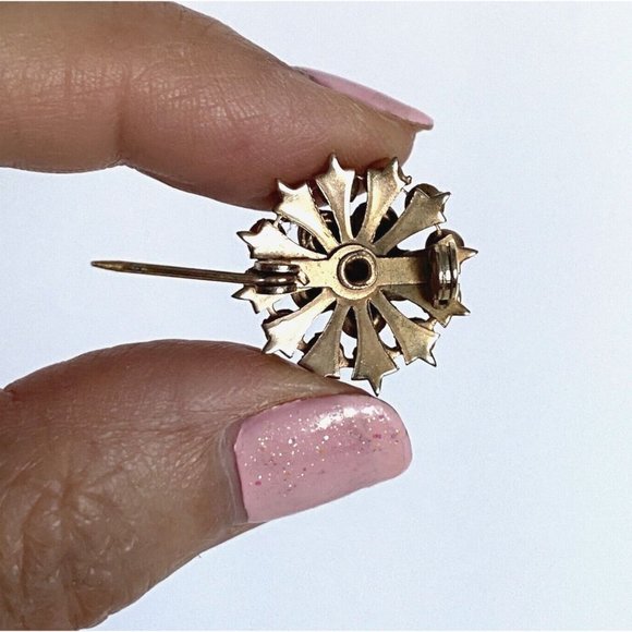 Rhinestone Flowers Two Tone Scatter Brooch Pin Pair UnSigned Prong Set Vintage - Picture 9 of 11